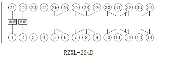 RZXL-D系列小電流啟動(dòng)中間繼電器內(nèi)部接線圖