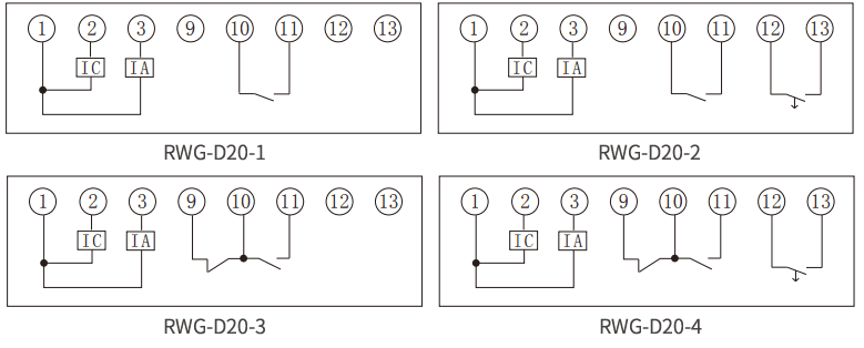 RWG-D系列無(wú)源兩相過(guò)流繼電器內(nèi)部接線(xiàn)圖