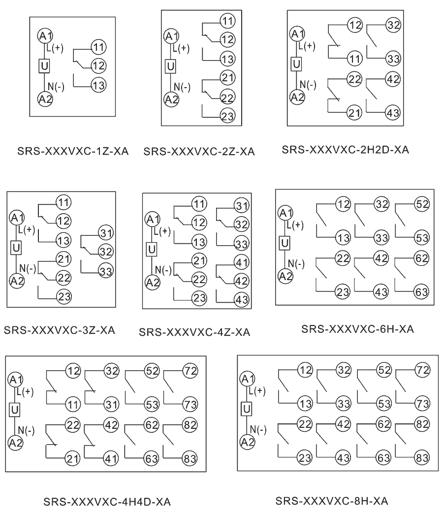 SRS-110VAC-4Z-16A內(nèi)部接線圖