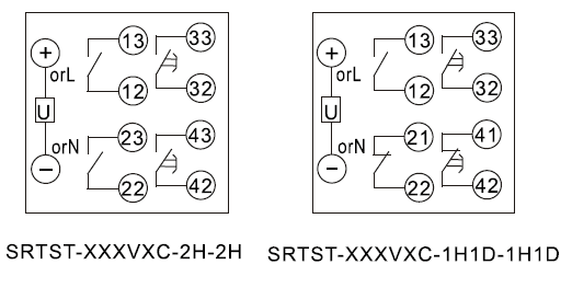 SRTST-220VAC-1H1D-1H1D-C內(nèi)部接線圖