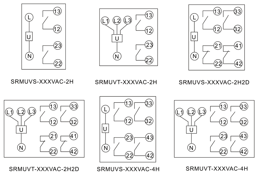 SRMUVT-110VAC-2H內部接線圖